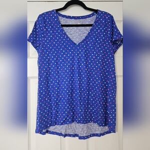 LILLY PULTIZER SIZE MEDIUM ETTA VNECKB SQUARE DOT TOP
